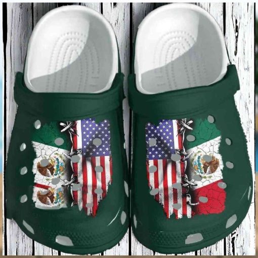 Mexico And America Flag Crocs