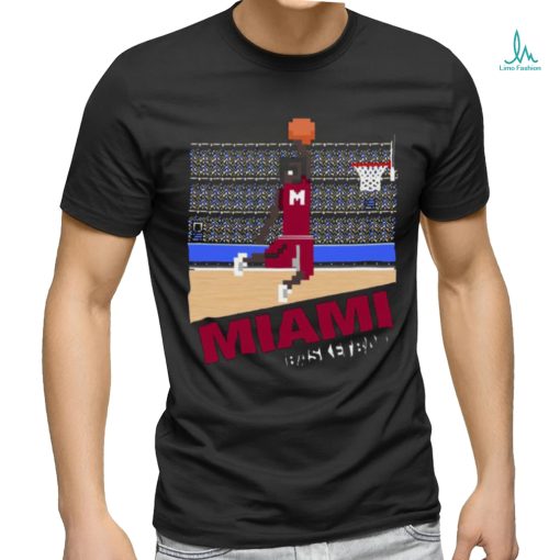 Miami Basketball 8 Bit Pixel Art Cartridge Design T shirt