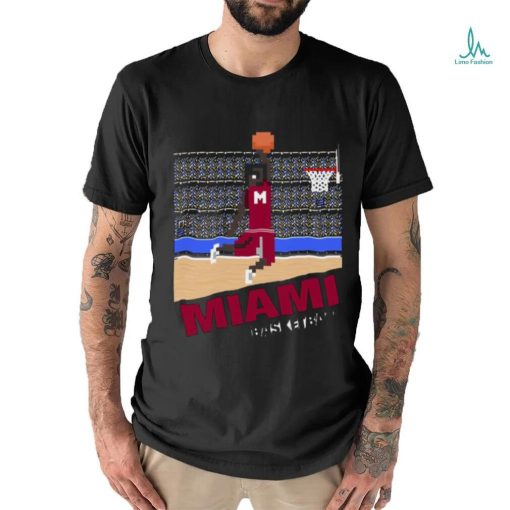 Miami Basketball 8 Bit Pixel Art Cartridge Design T shirt