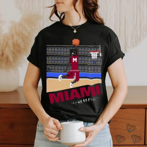 Miami Basketball 8 Bit Pixel Art Cartridge Design T shirt