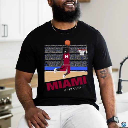 Miami Basketball 8 Bit Pixel Art Cartridge Design T shirt