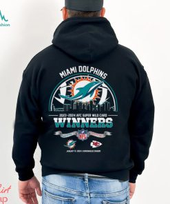 Miami Dolphins 2023 2024 AFC Super Wild Card Winners Skyline NFL Playoffs Divisional January 13 2024 At Arrowhead Stadium T Shirt