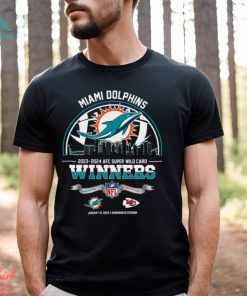 Miami Dolphins 2023 2024 AFC Super Wild Card Winners Skyline NFL Playoffs Divisional January 13 2024 At Arrowhead Stadium T Shirt