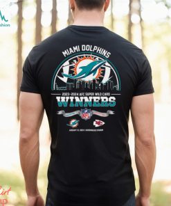 Miami Dolphins 2023 2024 AFC Super Wild Card Winners Skyline NFL Playoffs Divisional January 13 2024 At Arrowhead Stadium T Shirt