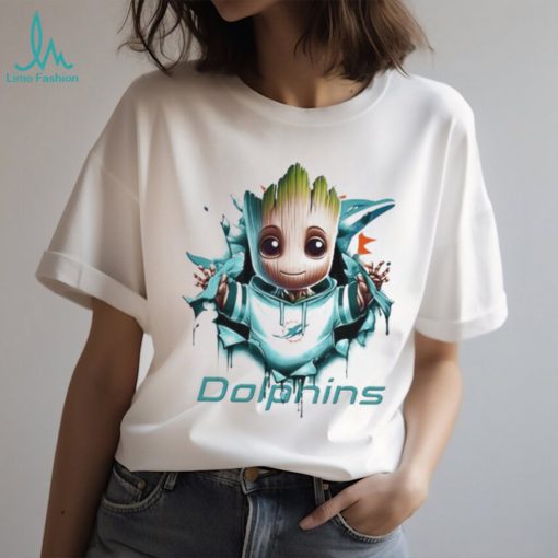 Miami Dolphins Baby Groot Blood Inside Me Shirt