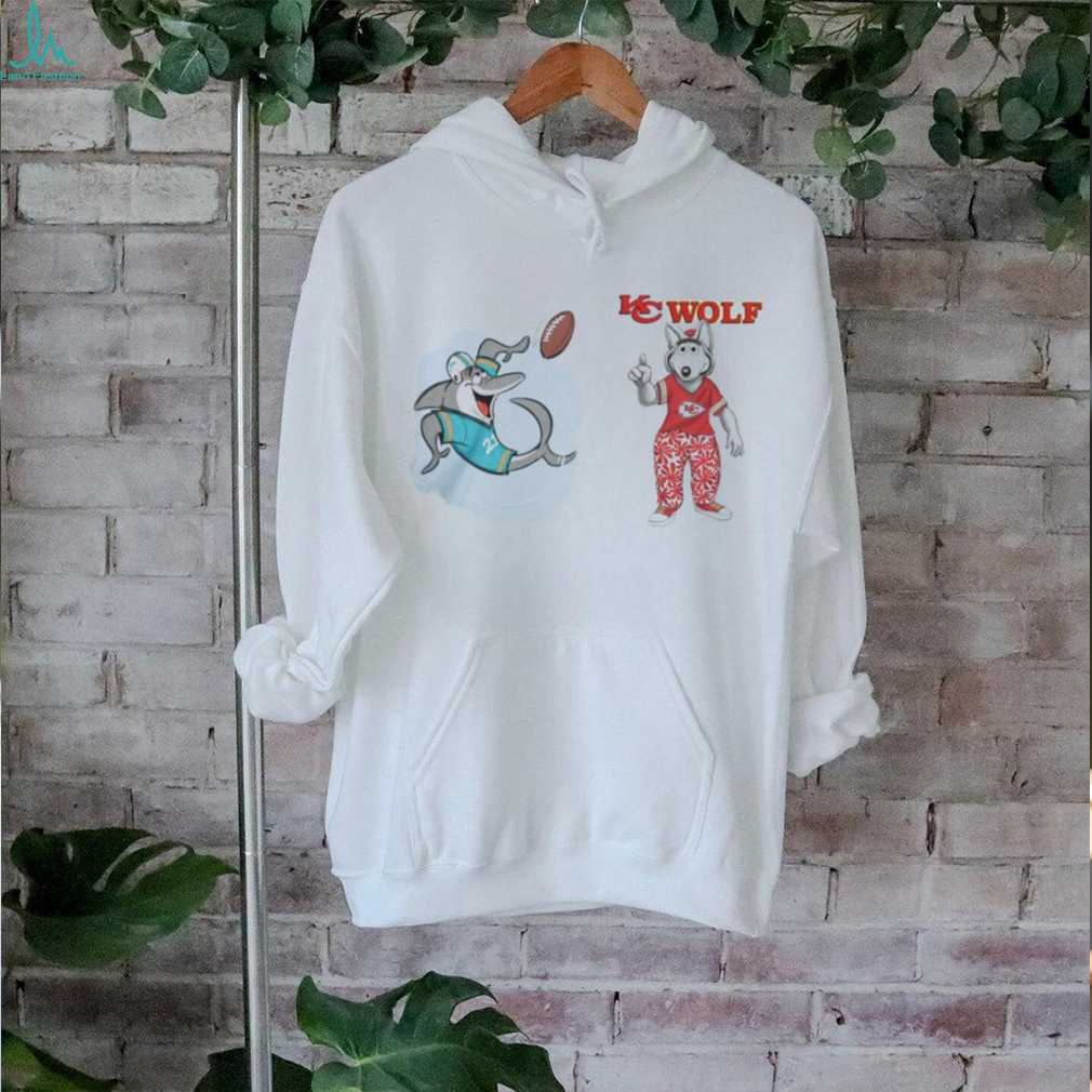 Miami Dolphins Vs Kansas City Chiefs NFL 2024 Mascot Cartoon Football shirt Miami Dolphins Vs Kansas City Chiefs NFL 2024 Mascot Cartoon Football shirt