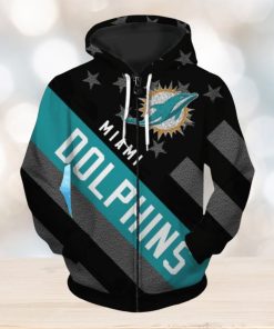 Miami Dolphins Zipper Striped Banner Dark Type Hoodies Print Full