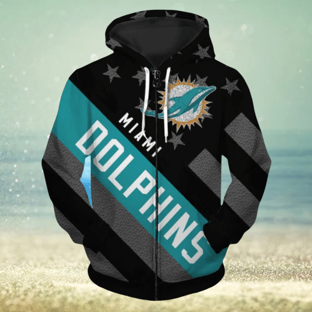 Miami Dolphins Zipper Striped Banner Dark Type Hoodies Print Full Miami Dolphins Zipper Striped Banner Dark Type Hoodies Print Full