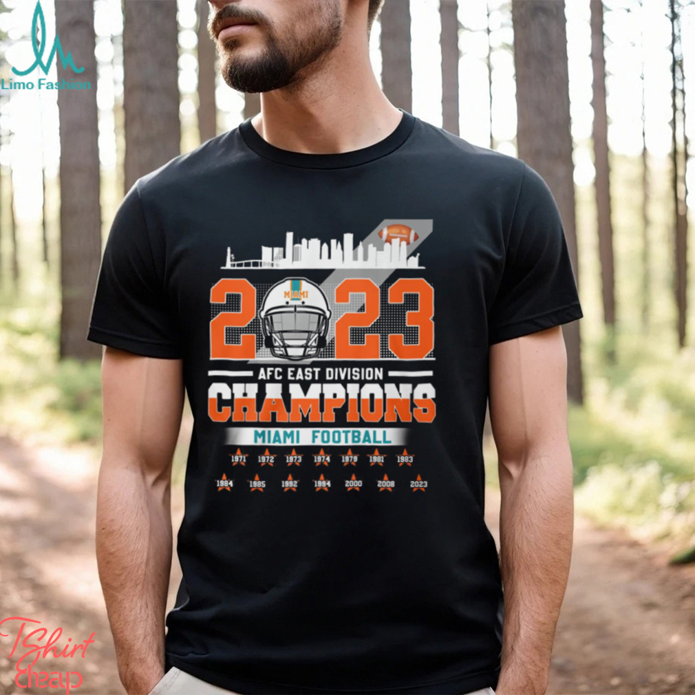 Miami Football 2023 AFC East Division Champions Helmet T Shirt Miami Football 2023 AFC East Division Champions Helmet T Shirt