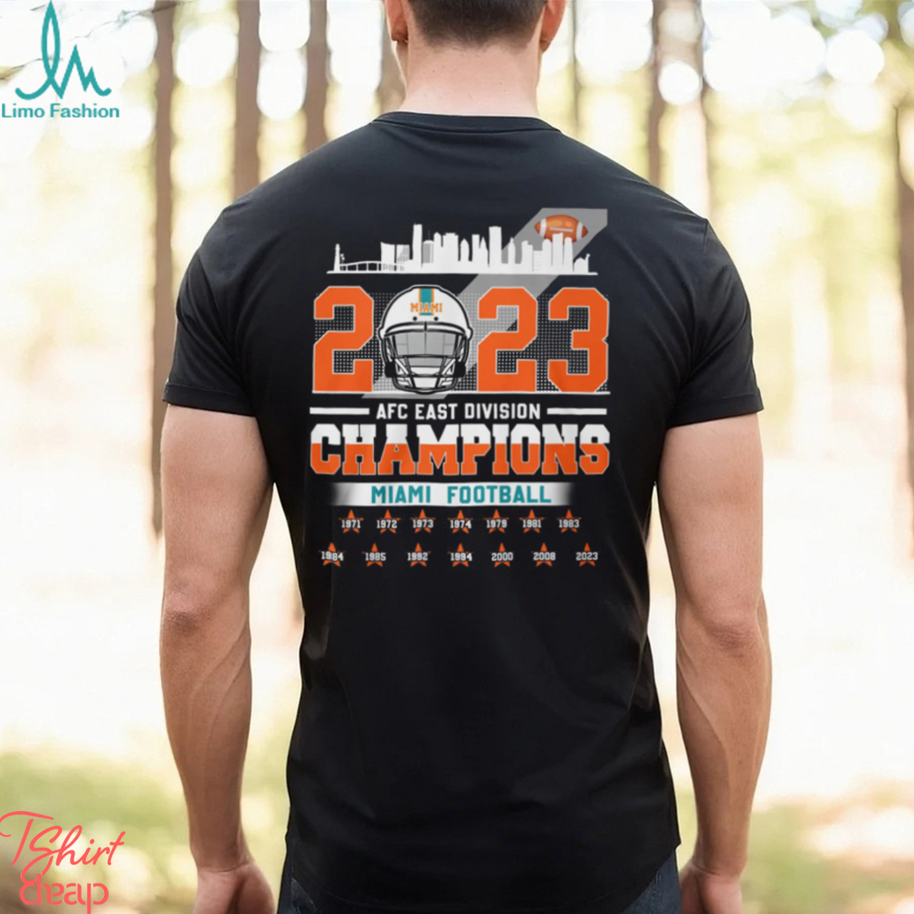 Miami Football 2023 AFC East Division Champions Helmet T Shirt Miami Football 2023 AFC East Division Champions Helmet T Shirt