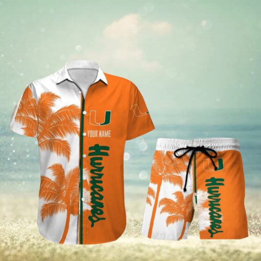 Miami Hurricanes Hawaiian Shirt And Shorts Custom Name NCAA1 Sport Team Gift