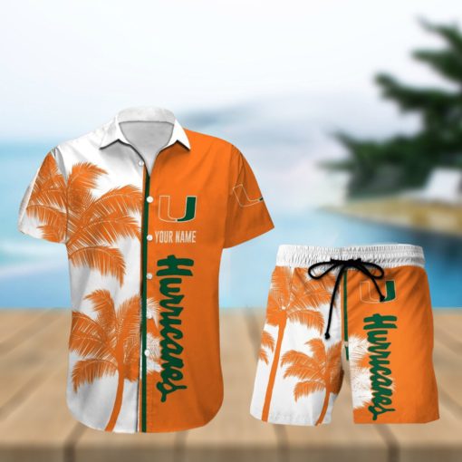 Miami Hurricanes Hawaiian Shirt And Shorts Custom Name NCAA1 Sport Team Gift