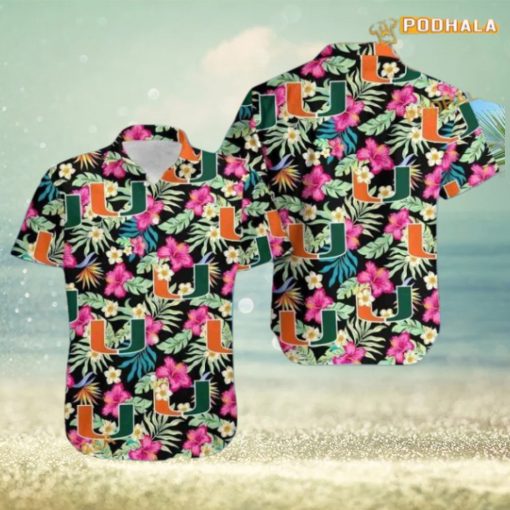 Miami Hurricanes Hawaiian Shirt, Hibiscus Summer Beach Look