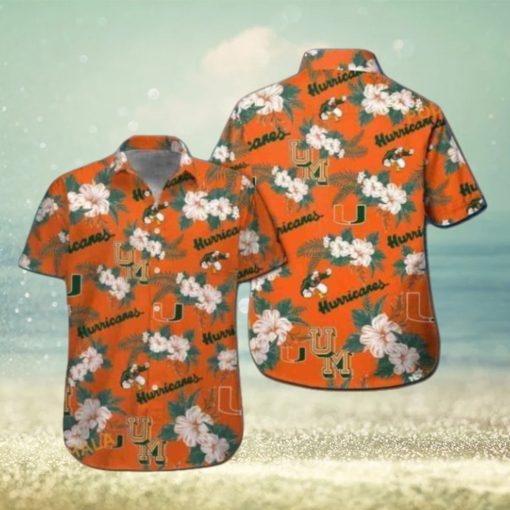 Miami Hurricanes Hawaiian Shirt, Summer Tropical Flower Beachwear