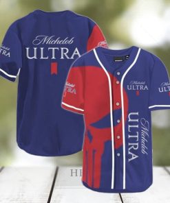 Michelob ULTRA Beer Red Skull Sports Baseball Jersey