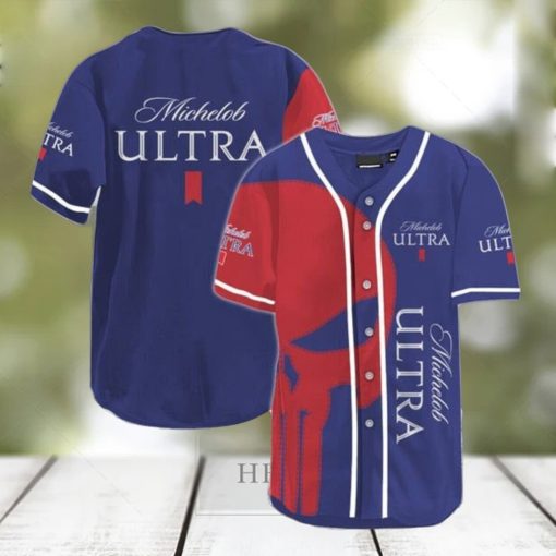 Michelob ULTRA Beer Red Skull Sports Baseball Jersey