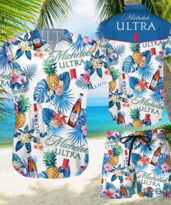 Michelob Ultra Beer Hawaiian Shirts And Short Summer Beach Set