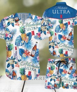 Michelob Ultra Beer Hawaiian Shirts And Short Summer Beach Set