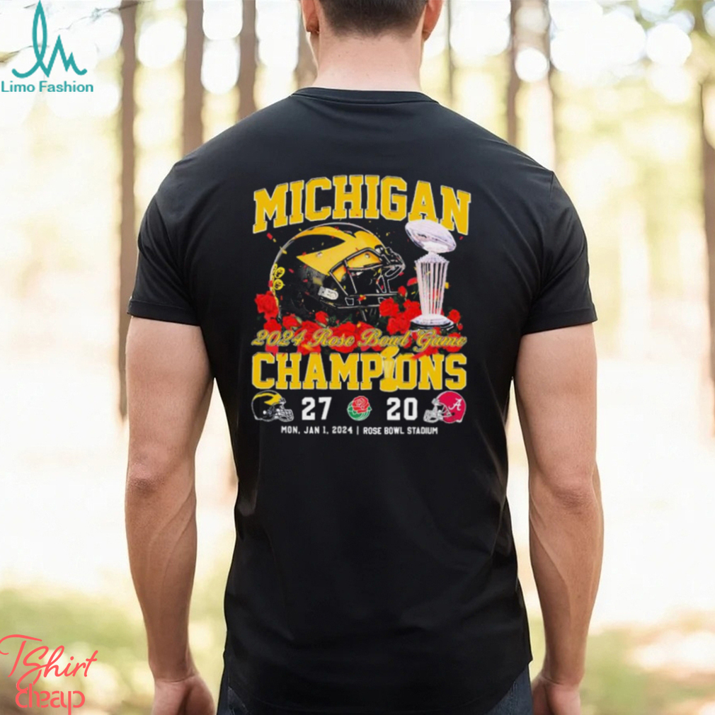 Michigan 2024 Rose Bowl Game Champions 27 20 Alabama Helmet Shirt Michigan 2024 Rose Bowl Game Champions 27 20 Alabama Helmet Shirt