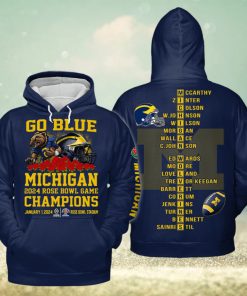 Michigan 2024 Rose Bowl Game Champions Go Blue Hoodie T Shirt