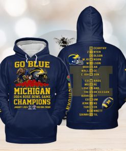 Michigan 2024 Rose Bowl Game Champions Go Blue Hoodie T Shirt