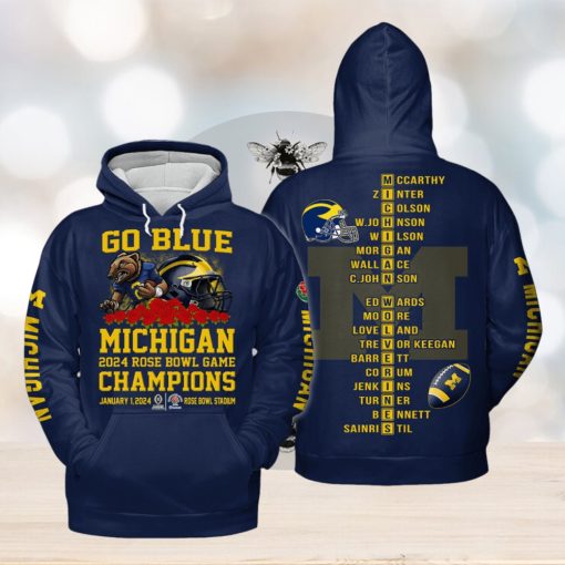 Michigan 2024 Rose Bowl Game Champions Go Blue Hoodie T Shirt