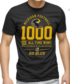 Michigan Football 1000 All Time Wins Most Victories In College History Go Blue T Shirt