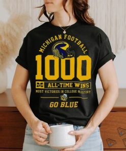 Michigan Football 1000 All Time Wins Most Victories In College History Go Blue T Shirt