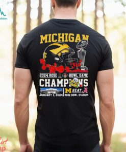 Michigan Helmet Trophy 2024 Rose Bowl Game Champions Beat Alabama Undefeated 14 0 Shirt
