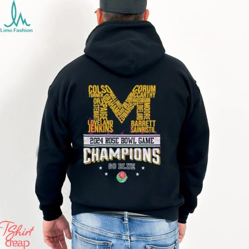 Michigan Loveland Jenkins Barrett Sainristil 2024 Rose Bowl Champions Go Blue Shirt