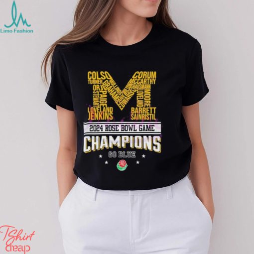 Michigan Loveland Jenkins Barrett Sainristil 2024 Rose Bowl Champions Go Blue Shirt