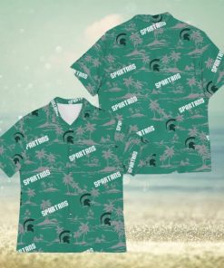 Michigan State Spartans Island Pattern Tree 3D Hawaiian Shirt For Fans Men And Women Gift