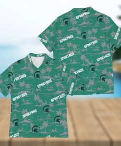 Michigan State Spartans Island Pattern Tree 3D Hawaiian Shirt For Fans Men And Women Gift