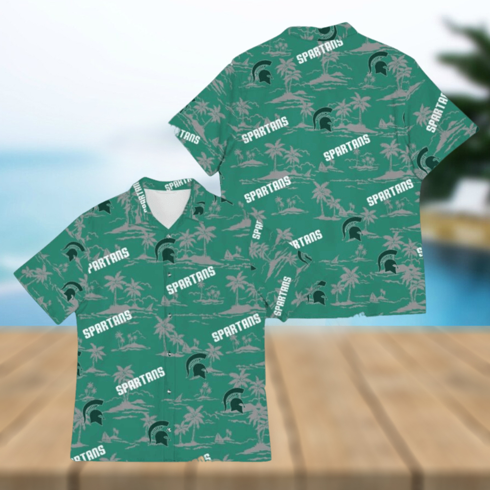 Michigan State Spartans Island Pattern Tree 3D Hawaiian Shirt For Fans Men And Women Gift Michigan State Spartans Island Pattern Tree 3D Hawaiian Shirt For Fans Men And Women Gift