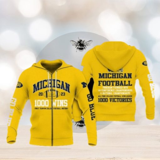 Michigan Wolverines 1000 Wins College Football Hoodies