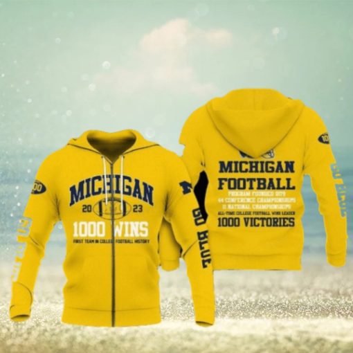Michigan Wolverines 1000 Wins College Football Hoodies