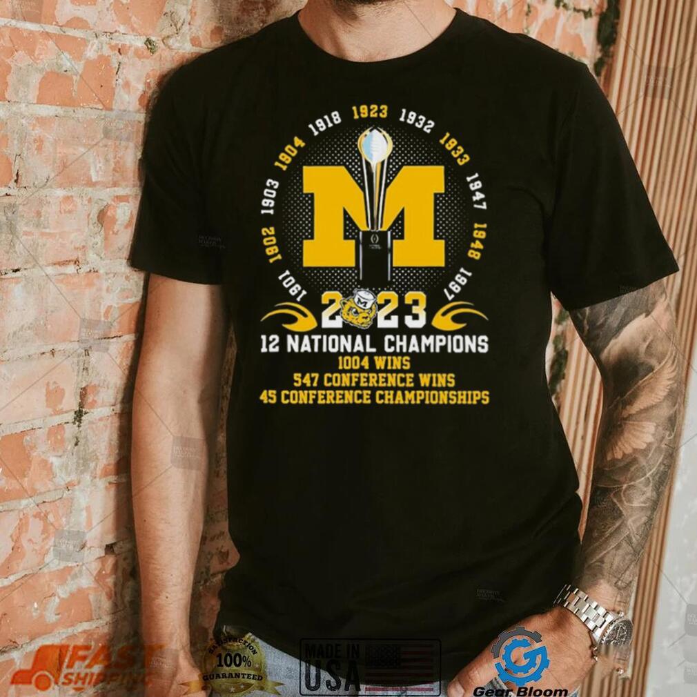 Michigan Wolverines 12x National Champions, 1004 Wins, 547 Conference Wins. 45 Conference Championships Shirt Michigan Wolverines 12x National Champions, 1004 Wins, 547 Conference Wins. 45 Conference Championships Shirt