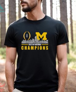 Michigan Wolverines 2023 CFP National Champions City Skyline Players Name Shirt
