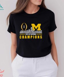 Michigan Wolverines 2023 CFP National Champions City Skyline Players Name Shirt
