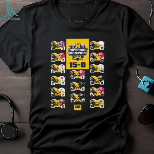 Michigan Wolverines 2023 National Champions Undefeated 15 0 Schedule Score Shirt