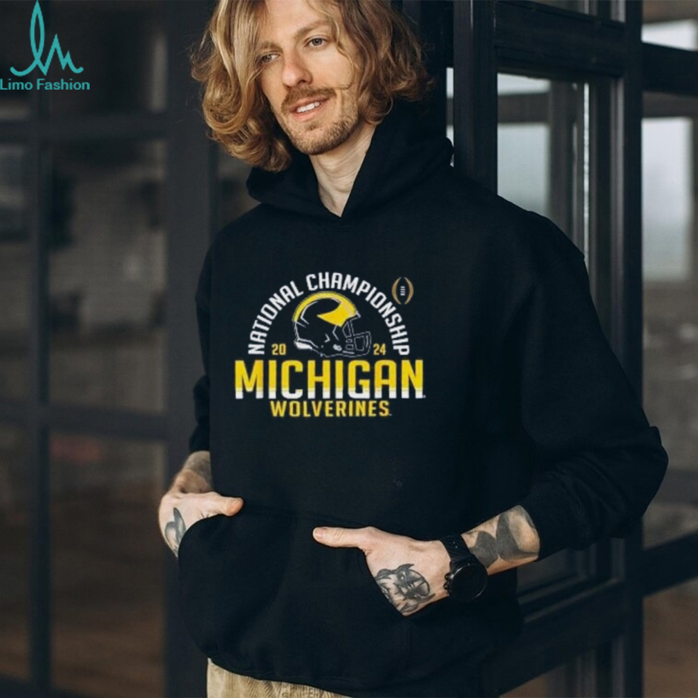 Michigan Wolverines 2024 CFP National Championship Arch Navy T Shirt Michigan Wolverines 2024 CFP National Championship Arch Navy T Shirt