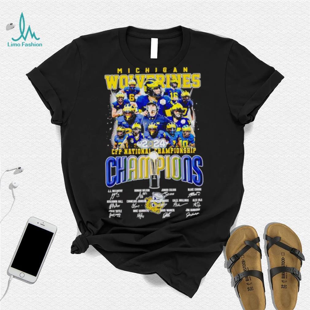 Michigan Wolverines 2024 CFP National Championship Champions signatures shirt Michigan Wolverines 2024 CFP National Championship Champions signatures shirt