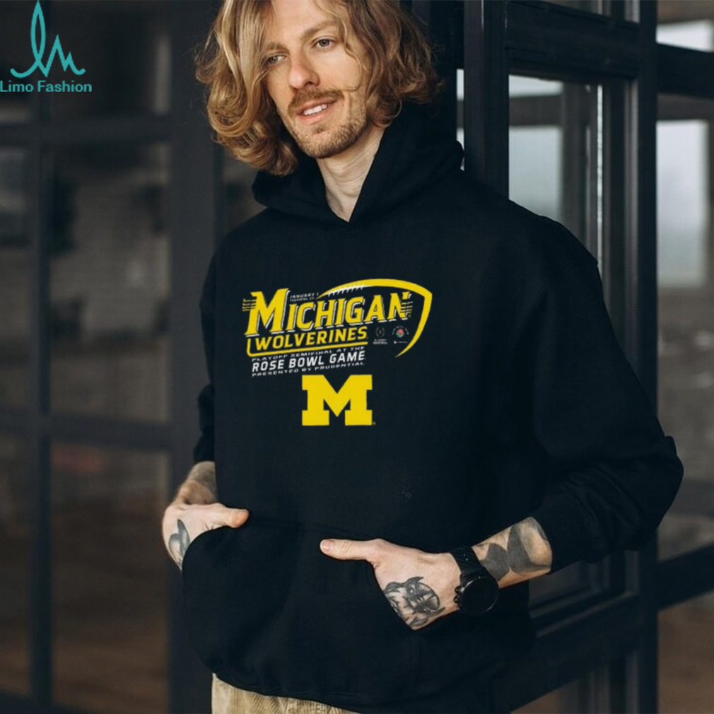 Michigan Wolverines 2024 CFP Semi Rose Bowl Icon Football T Shirt Michigan Wolverines 2024 CFP Semi Rose Bowl Icon Football T Shirt