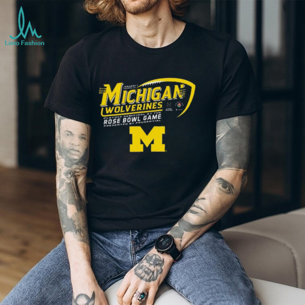 Michigan Wolverines 2024 CFP Semi Rose Bowl Icon Football T Shirt Michigan Wolverines 2024 CFP Semi Rose Bowl Icon Football T Shirt