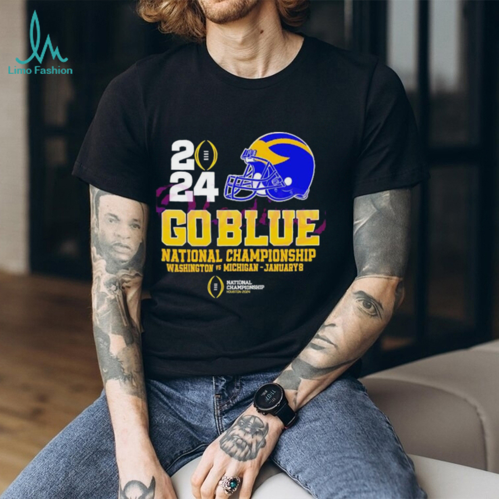 Michigan Wolverines 2024 helmet go blue national championship Washington vs Michigan january 8 T shirt Michigan Wolverines 2024 helmet go blue national championship Washington vs Michigan january 8 T shirt