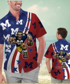 Michigan Wolverines American Flag Personalized Floral Tropical Hawaiian Shirts