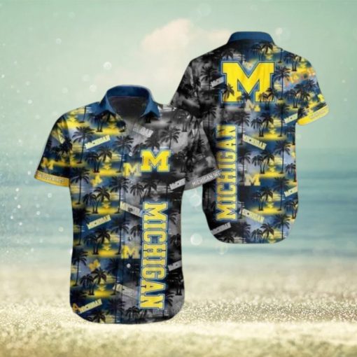 Michigan Wolverines Beach Pattern Hawaiian Shirt