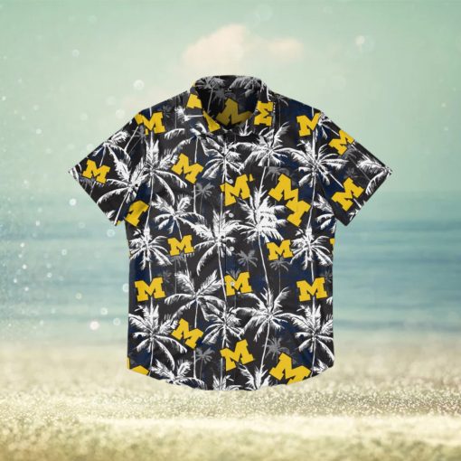 Michigan Wolverines Black Floral Hawaiian Shirt