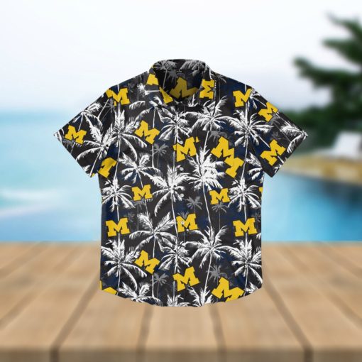 Michigan Wolverines Black Floral Hawaiian Shirt