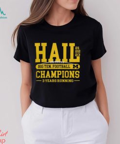 Michigan Wolverines Blue 2023 Back To Back Hail Conference Champions Shirt